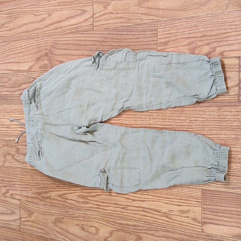 Green linen cargo utility joggers, oversized & lightweight, women's 27 BlankNYC - Picture 4 of 6